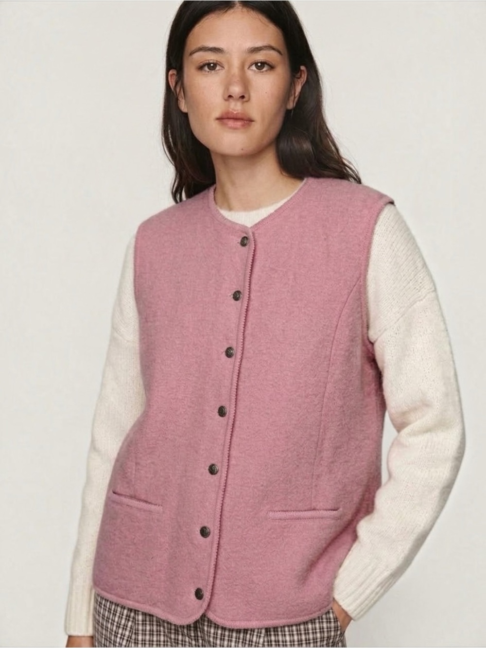 Vintage Pink Boiled Wool Vest Women’s Size XL Northern Reflections